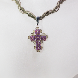 Pendant 40cm - Trevina-Khaki Braid - Pendant 40cm - Laiton argenté